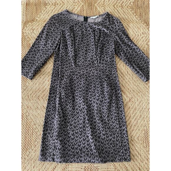 Boden Heart Cheetah Style Print Corduroy 3/4 sleeve Dress SZ 6R - Picture 1 of 9